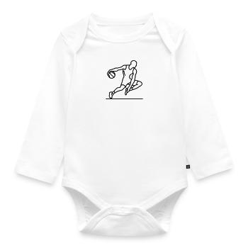 Minimalistischer Basketballspieler in Aktion - Baby Bio-Langarm-Body - Weiß - Vorne