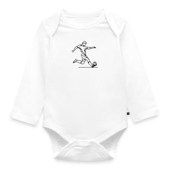 Minimalist Football Player Silhouette - black - Organic Longsleeve Baby Bodysuit - white - Front
