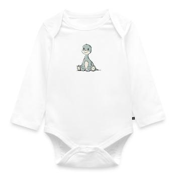 Dinosaur long neck - Organic Longsleeve Baby Bodysuit - white - Front