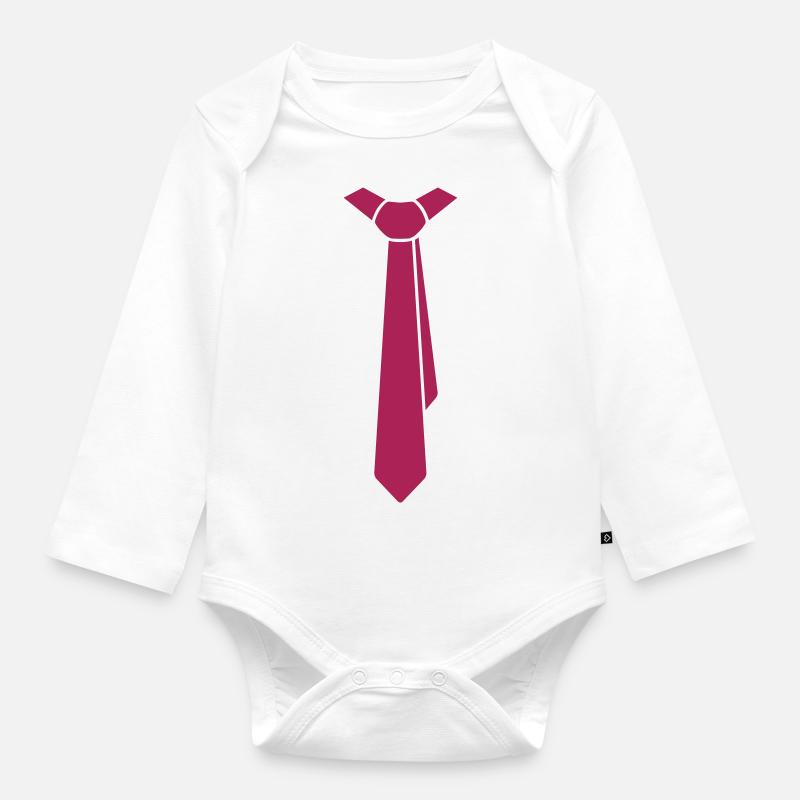 Cravate - Body Bébé bio manches longues - blanc