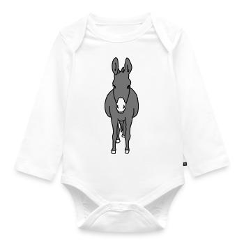Esel - Baby Bio-Langarm-Body - Weiß - Vorne