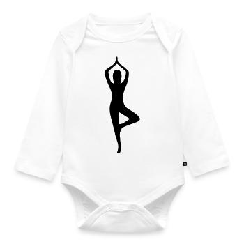 Yoga Pose Silhouette - Baby Bio-Langarm-Body - Weiß - Vorne