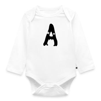 Buchstabe Monster A - Baby Bio-Langarm-Body - Weiß - Vorne