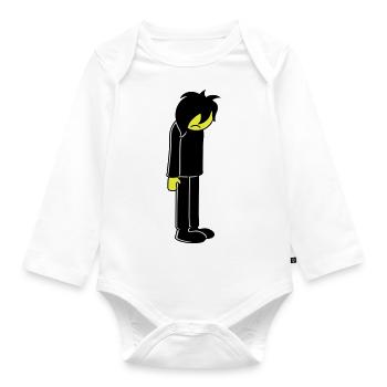 Sad unhappy emo long black hair - Organic Longsleeve Baby Bodysuit - white - Front