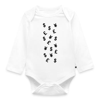 EURO DOLLAR POUND YEN - Organic Longsleeve Baby Bodysuit - white - Front