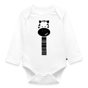 cute zebra with a long neck - Organic Longsleeve Baby Bodysuit - white - Front