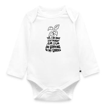 Hobby Gardener Ruhestand Ironisches Zitat - Baby Bio-Langarm-Body - Weiß - Vorne