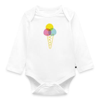 Eis Liebe | Schleckermäulchen aufgepasst - Baby Bio-Langarm-Body - Weiß - Vorne