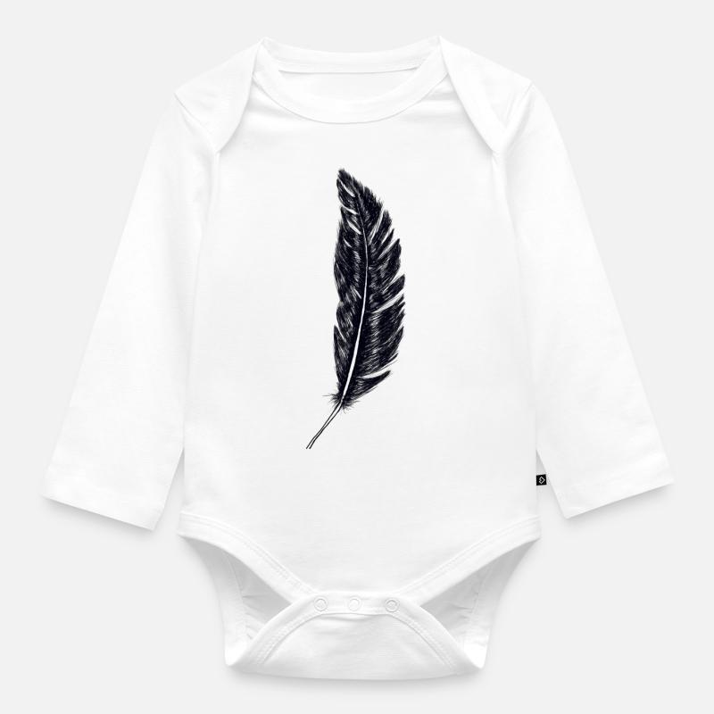 Feder - Baby Bio-Langarm-Body - Weiß