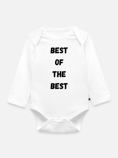 Best of the best! - Langærmet babybody, økologisk bomuld - hvid
