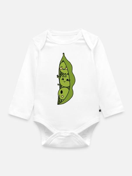 Erbsen - Baby Bio-Langarm-Body - Weiß