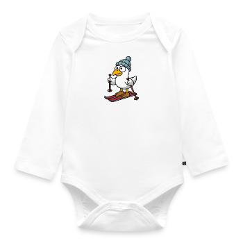 Hiver Seagull Ski Chapeau Bonnet Ski Montagne Piste - Body Bébé bio manches longues - blanc - Devant