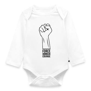Force Honor Courage - Organic Longsleeve Baby Bodysuit - white - Front