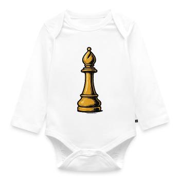 Golden Bishop Chess Icon - Organic Longsleeve Baby Bodysuit - white - Front