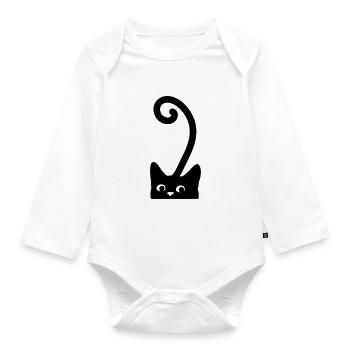 Curious Cat - Organic Longsleeve Baby Bodysuit - white - Front