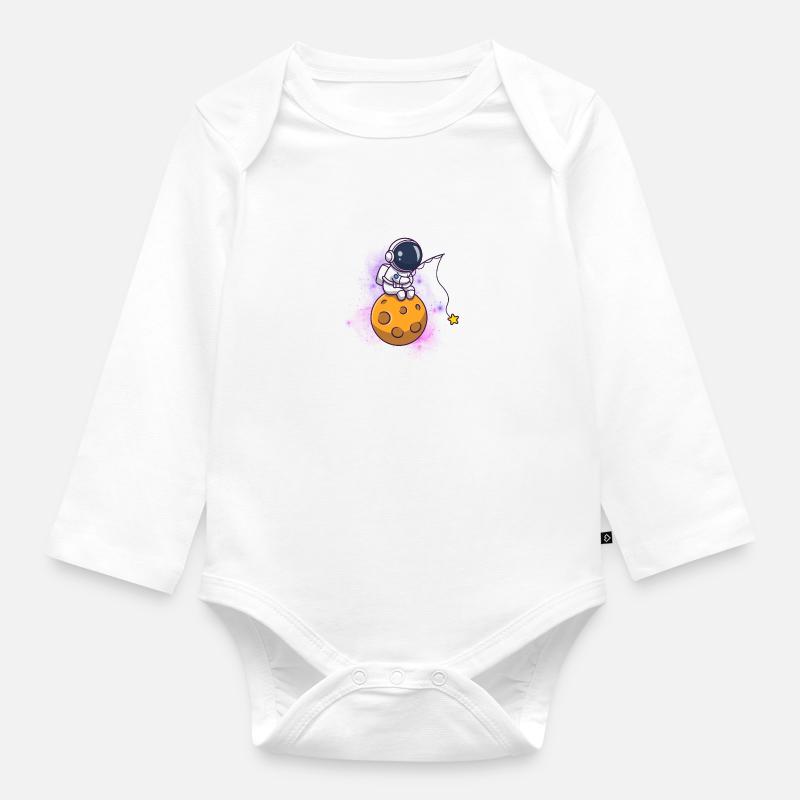 Space - Baby Bio-Langarm-Body - Weiß