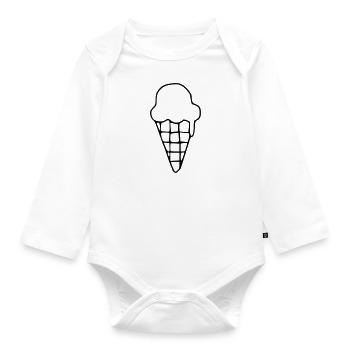 Emoji Eiscreme Skizze Eis Sticker - Baby Bio-Langarm-Body - Weiß - Vorne