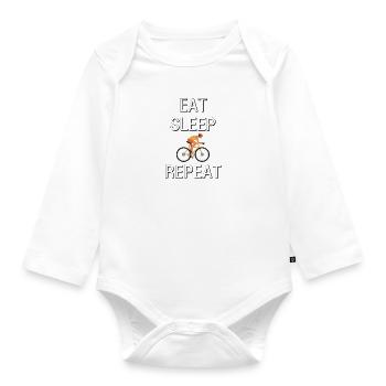 Eat, Sleep, Bike, Repeat - Organic Longsleeve Baby Bodysuit - white - Front