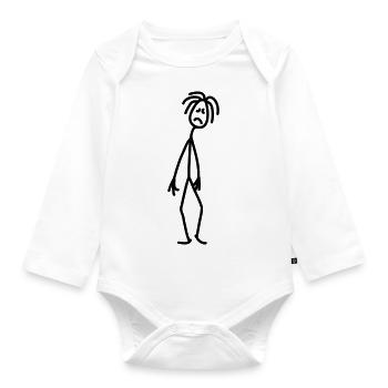Sad unfortunate stick figure depressed - Organic Longsleeve Baby Bodysuit - white - Front