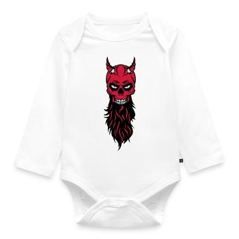 dead head hipster devil bearded beard fantasy luc - Organic Longsleeve Baby Bodysuit - white - Front