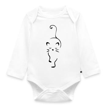Cute cat animal love pet gift - Organic Longsleeve Baby Bodysuit - white - Front
