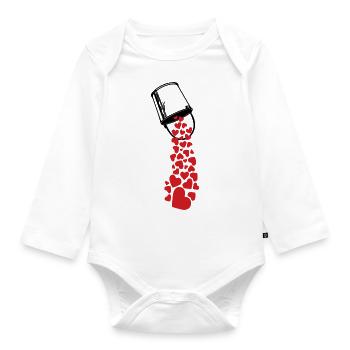 POURING LOVE Hearts Street Art - Organic Longsleeve Baby Bodysuit - white - Front