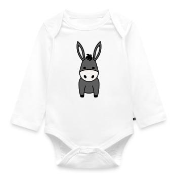 Esel Tier Kinder Shirt - Baby Bio-Langarm-Body - Weiß - Vorne