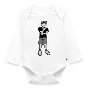 Junge überlegt Pose - Baby Bio-Langarm-Body - Weiß - Vorne