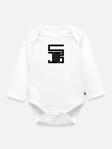 Namenslogo <> Justus - Baby Bio-Langarm-Body - Weiß
