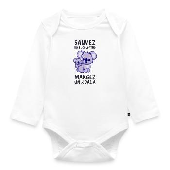 Save a eucalyptus, eat a koala. - Organic Longsleeve Baby Bodysuit - white - Front