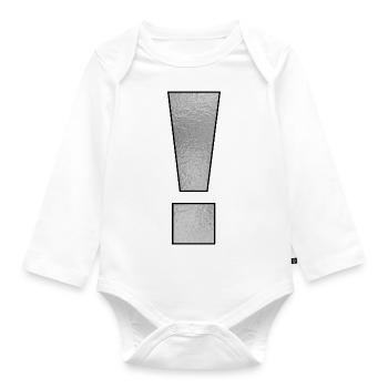 Satzzeichen Ausrufezeichen ! Silber - Baby Bio-Langarm-Body - Weiß - Vorne