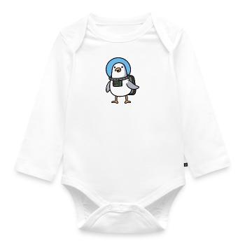 Bande dessinée Moin Seagull Astronaute en combinaison spatiale - Body Bébé bio manches longues - blanc - Devant