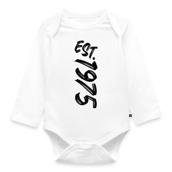Est. 1975 - Established 1975 - Birthday Gift - Organic Longsleeve Baby Bodysuit - white - Front