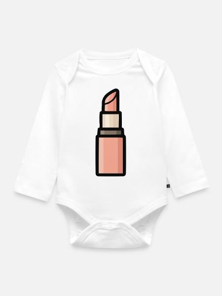 lippenstift - Baby Bio-Langarm-Body - Weiß