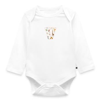 Buchstabe V, Monogramm, Tiermuster - Baby Bio-Langarm-Body - Weiß - Vorne