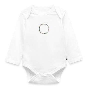 Eukalyptus-Wildblumen-Kranz, personalisierbar - Baby Bio-Langarm-Body - Weiß - Vorne