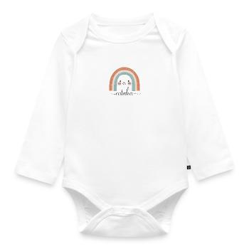 Catalea! Regenbogen Design, personalisierbar - Baby Bio-Langarm-Body - Weiß - Vorne