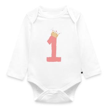 Geburtstag 1 Krone Zahl - Baby Bio-Langarm-Body - Weiß - Vorne