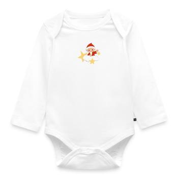 Sandmännchen auf der Wolke mit Sternen - Baby Bio-Langarm-Body - Weiß - Vorne