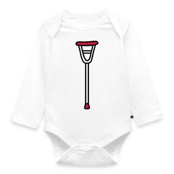 crutches doctor patient walker broken leg kra - Organic Longsleeve Baby Bodysuit - white - Front