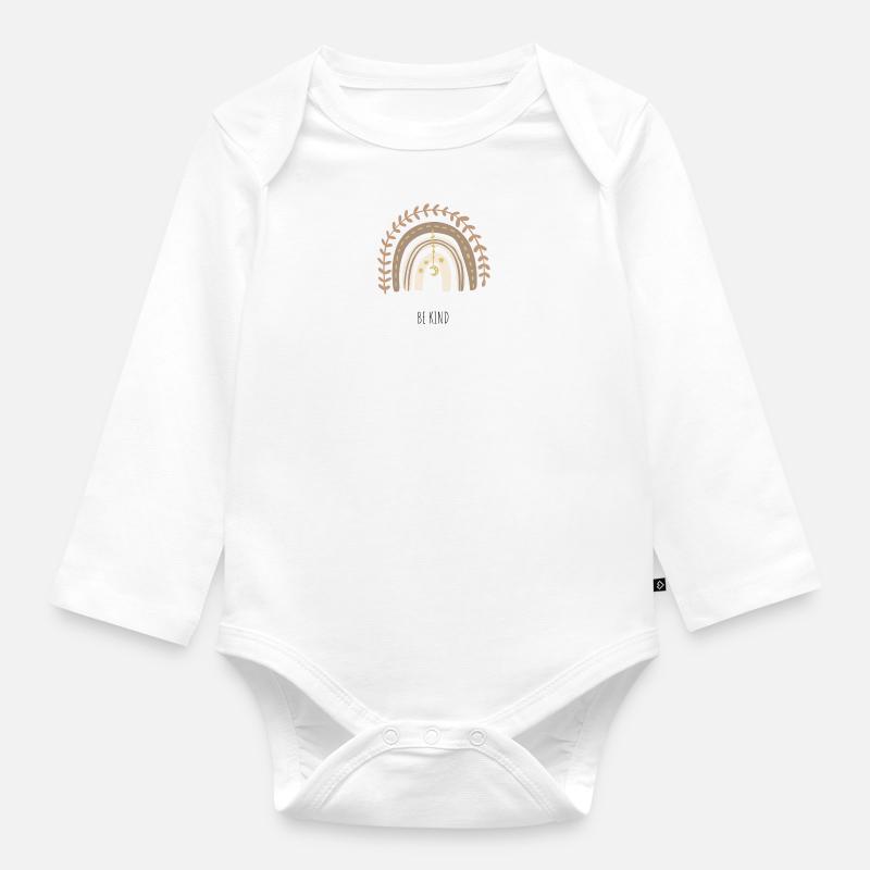 Regenbogen boho vintage - Baby Bio-Langarm-Body - Weiß