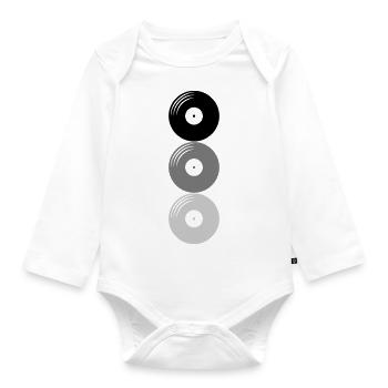 Platten 3 Vinyl - Baby Bio-Langarm-Body - Weiß - Vorne