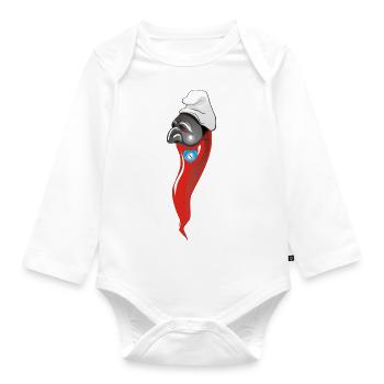 Curniciello 'O Cuorno Pulcinella Glücksbringer - Baby Bio-Langarm-Body - Weiß - Vorne