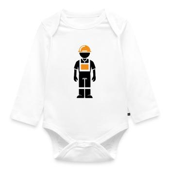 Construction worker - Organic Longsleeve Baby Bodysuit - white - Front