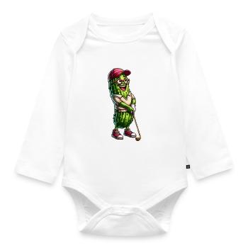 Funny pimple golf player humor - Organic Longsleeve Baby Bodysuit - white - Front