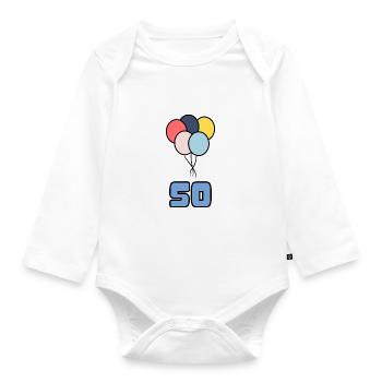 50. 50 YEARS. 50th ANNIVERSARY. BIRTHDAY 50 YEARS. - Organic Longsleeve Baby Bodysuit - white - Front