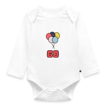 60. 60 YEARS. 60TH ANNIVERSARY. BIRTHDAY 60 YEARS. - Organic Longsleeve Baby Bodysuit - white - Front