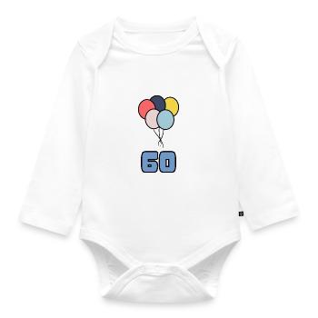 60. 60 YEARS. 60TH ANNIVERSARY. BIRTHDAY 60 YEARS. - Organic Longsleeve Baby Bodysuit - white - Front
