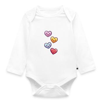 Herzen Bunt - Baby Bio-Langarm-Body - Weiß - Vorne