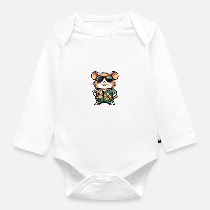 Hamster Cool Sommer - Baby Bio-Langarm-Body - Weiß